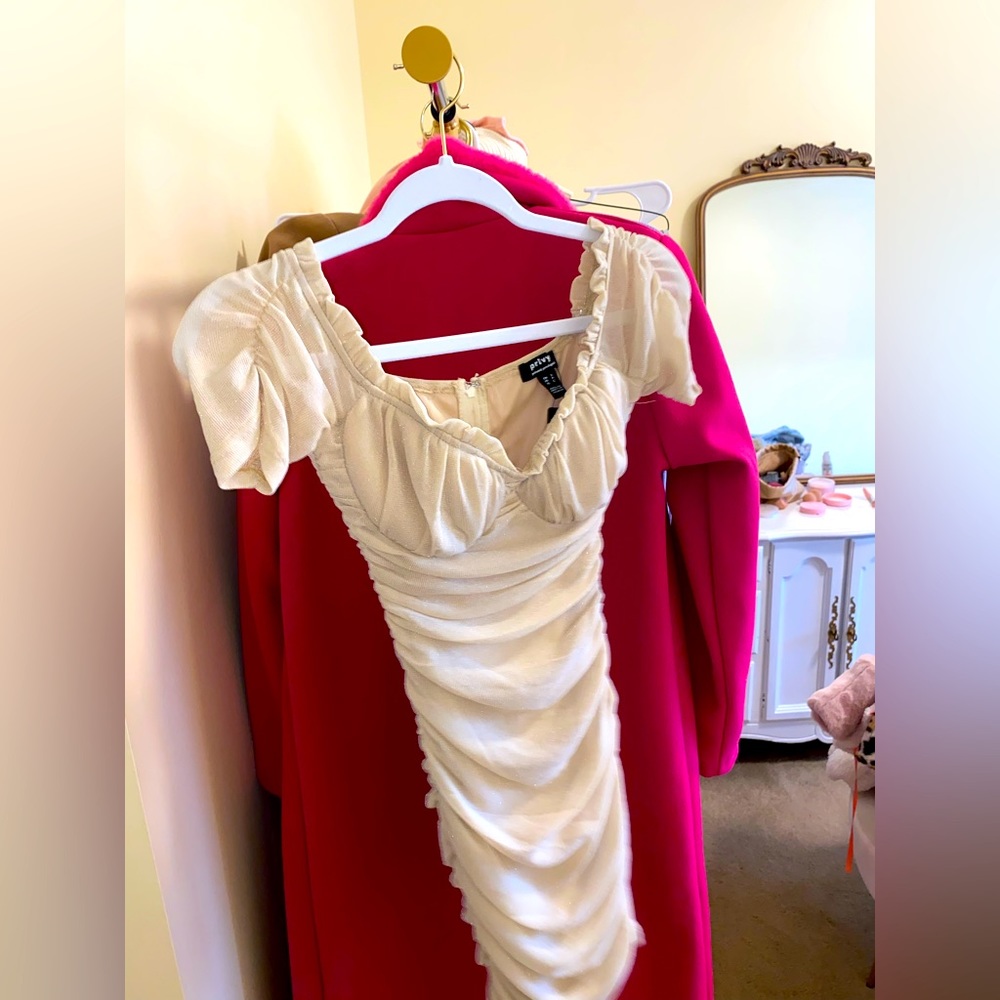 Fashion Nova Mini Ivory/Glitter Dress